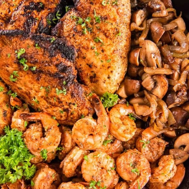 Boneless Grilled Chicken & Baked Shrimp.