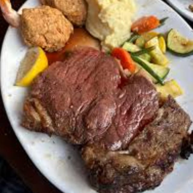Prime Rib & Baked Stuffed Shrimp.