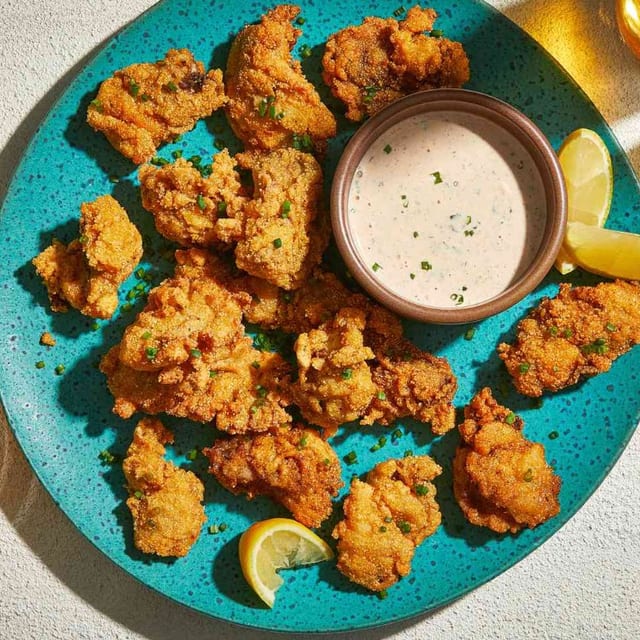 Fried Oysters Appetizer.