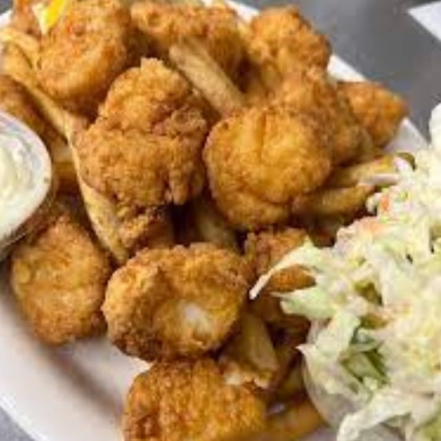 Fried Scallops & Haddock.